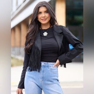 Black Suede Fringe Jacket